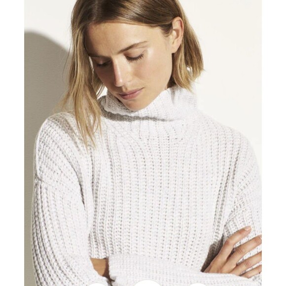 Vince. Lofty Rib Turtleneck sz XL Chunky Knit Wool Cashmere Sweater RSP $495 - Picture 2 of 10